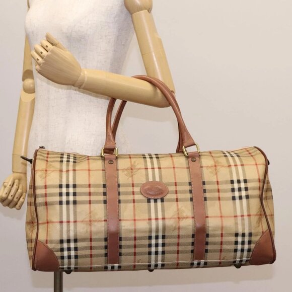 Burberrys Nova Check Boston Bag PVC Beige Auth hk2346 - Picture 14 of 16